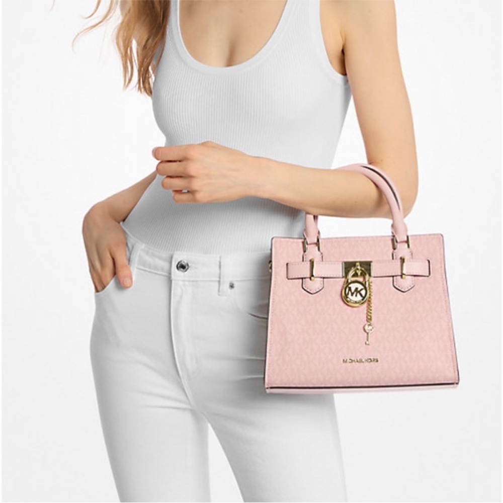 MICHAEL KORS Hamilton Small Satchel Dark Powder Blush NWT - Picture 5 of 10